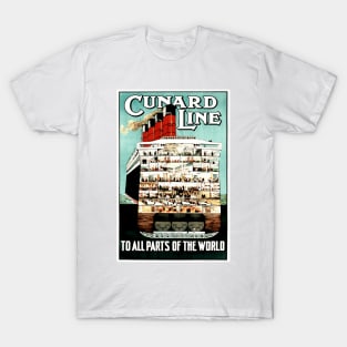 Cunard Line - Steamship Cutaway Illustration, Vintage Poster Design T-Shirt